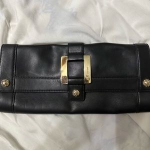 Anne Klein Black Leather Clutch